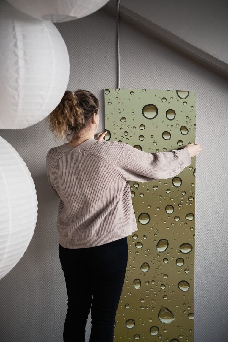 Water droplets on glass wallpaper roll