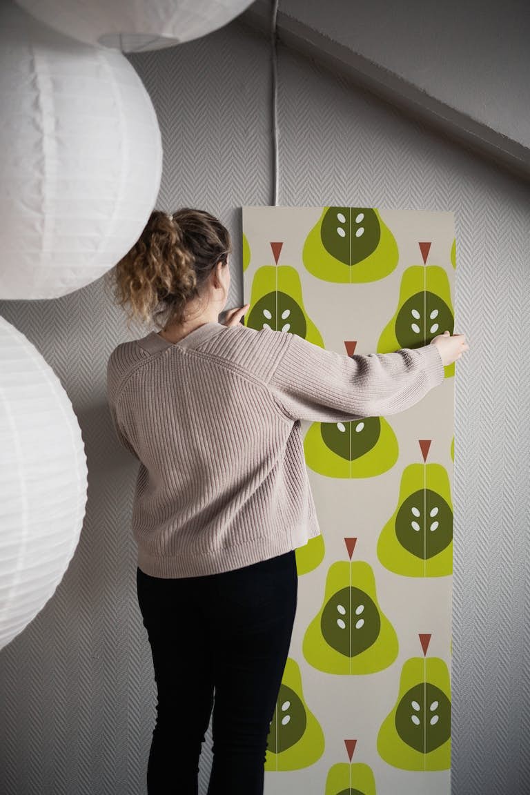Green Pears wallpaper roll