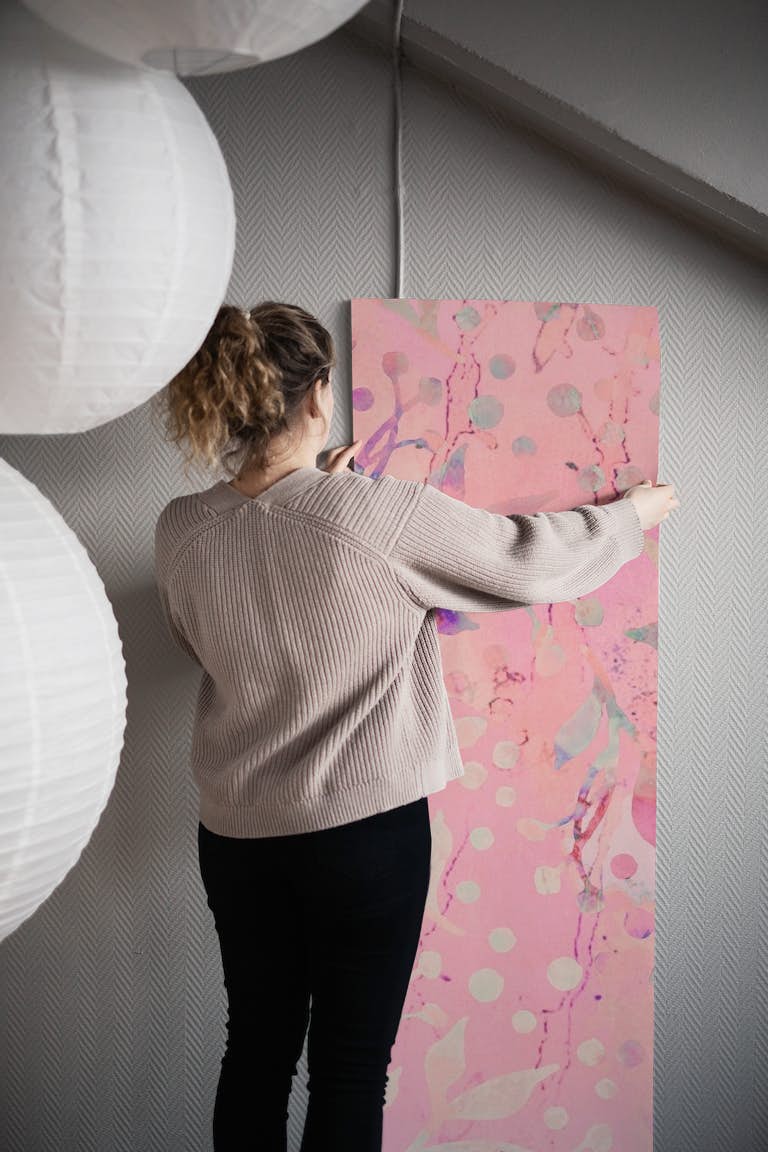 Pink Abstract Floral behang roll