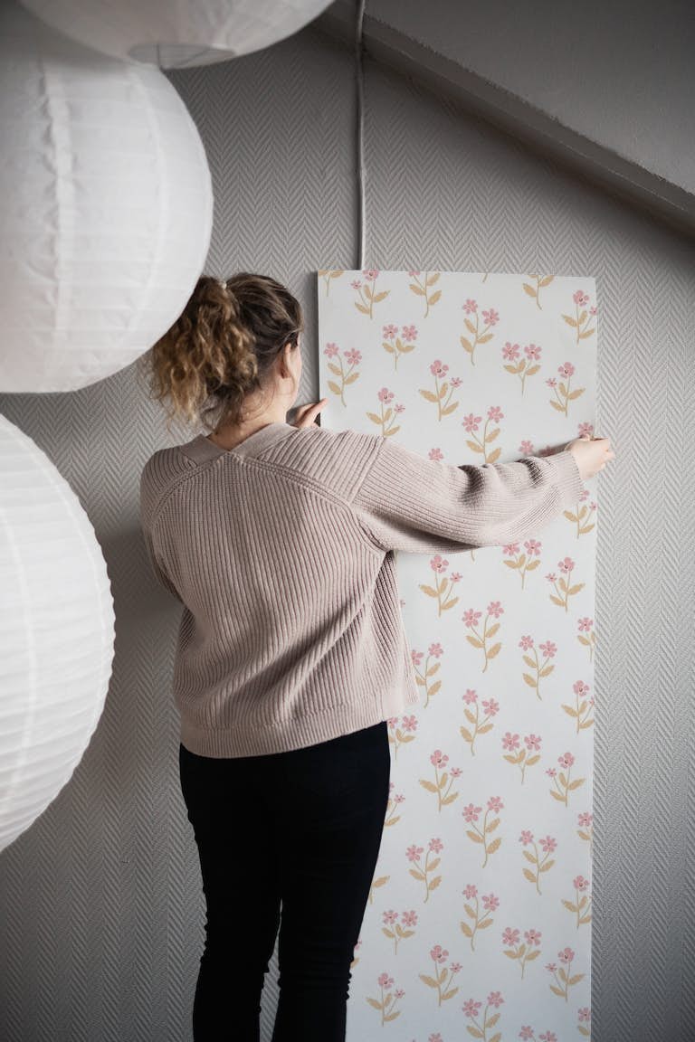 Sophia beige pink papel de parede roll