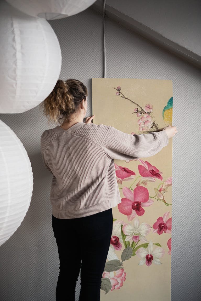 Floral Chinoiserie Cockatoo behang roll