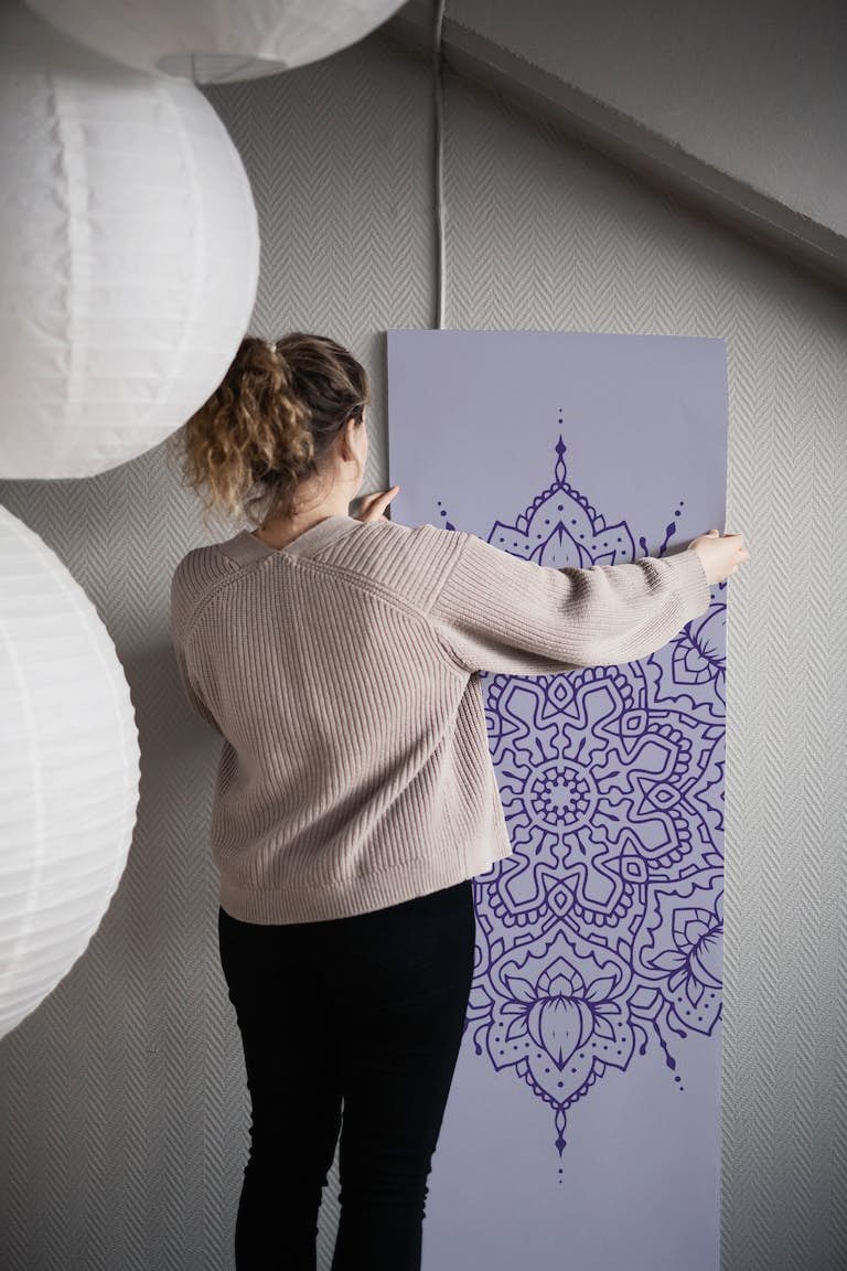 Lotus Mandala in Purple papel pintado roll