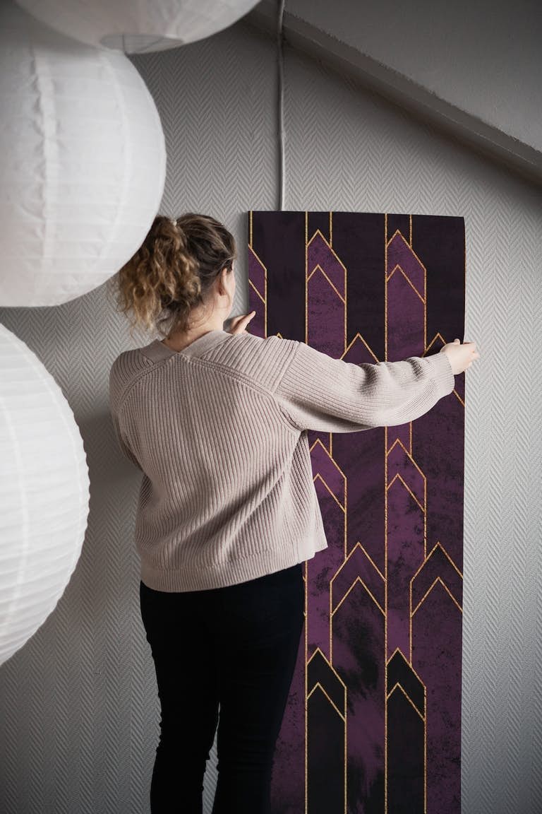 Pretty Purple Plum Geometry wallpaper roll