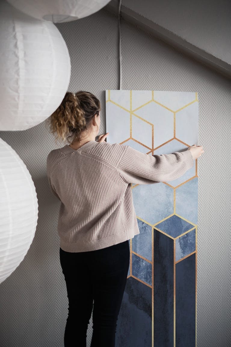 Soft Blue Hexagons wallpaper roll