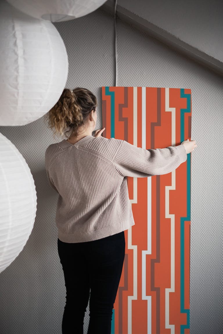 Warm Orange Stripe Accent wallpaper roll