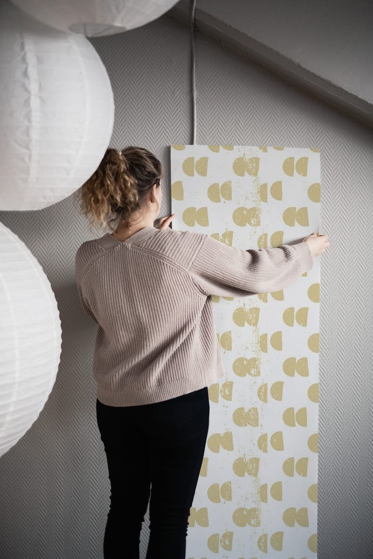 Gold semicircles denser wallpaper roll