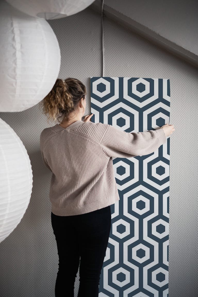 White Grey Hexagon Pattern papel de parede roll