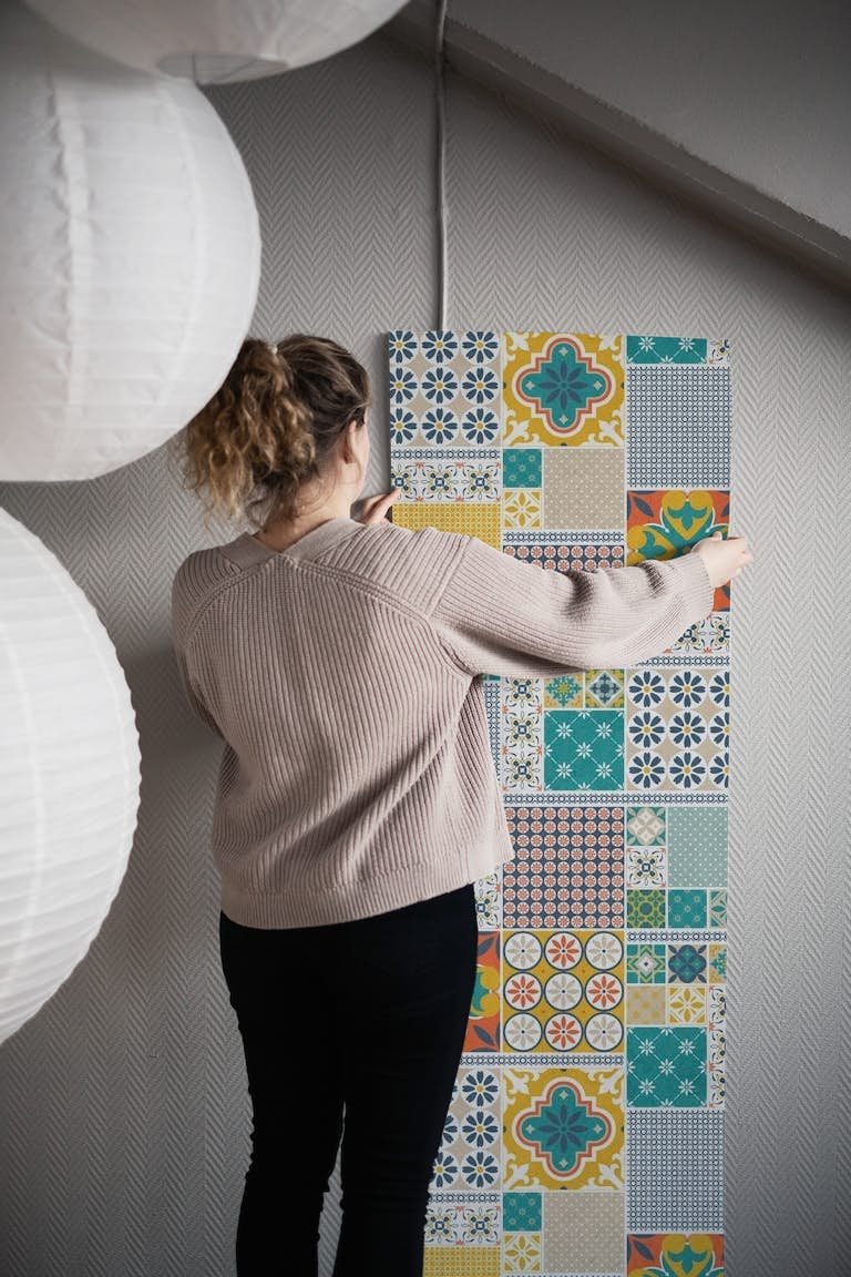 Alhambra Tiles Multicolour papel de parede roll