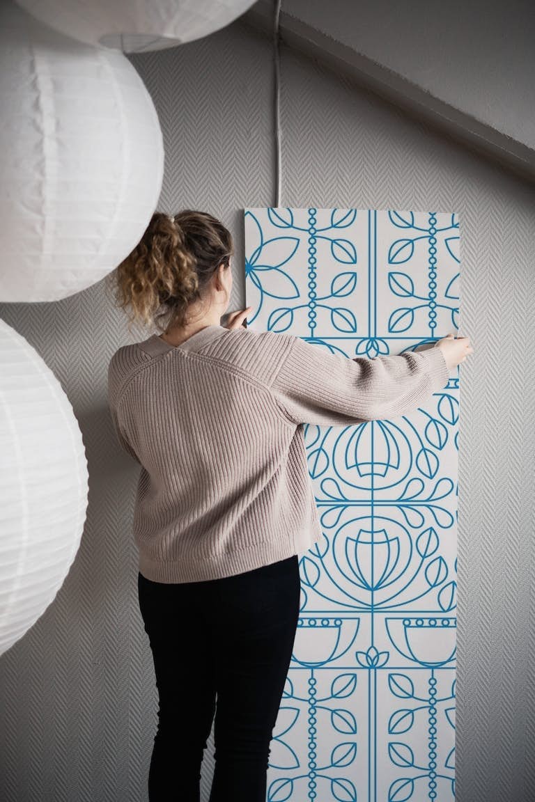 Blue Geometric Minimal Design wallpaper roll