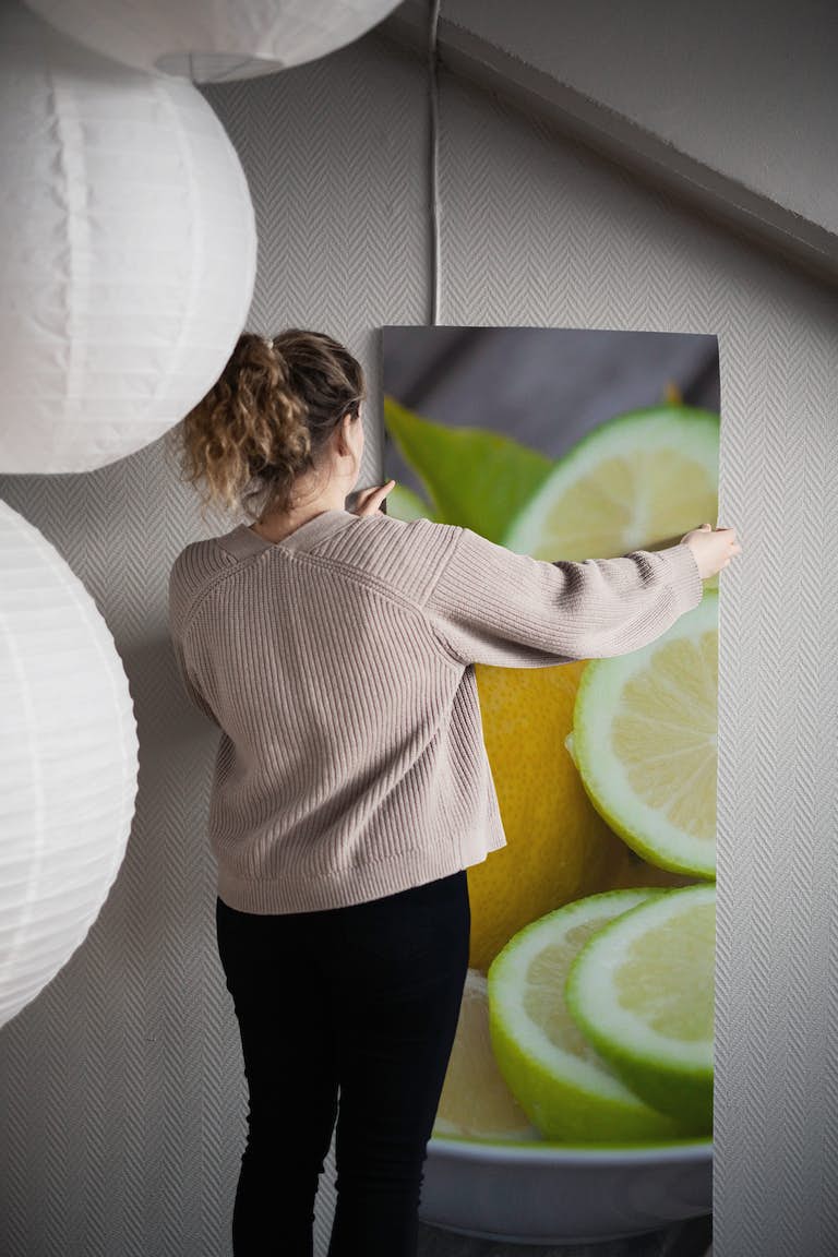 Fresh Green Lemon Still wallpaper roll