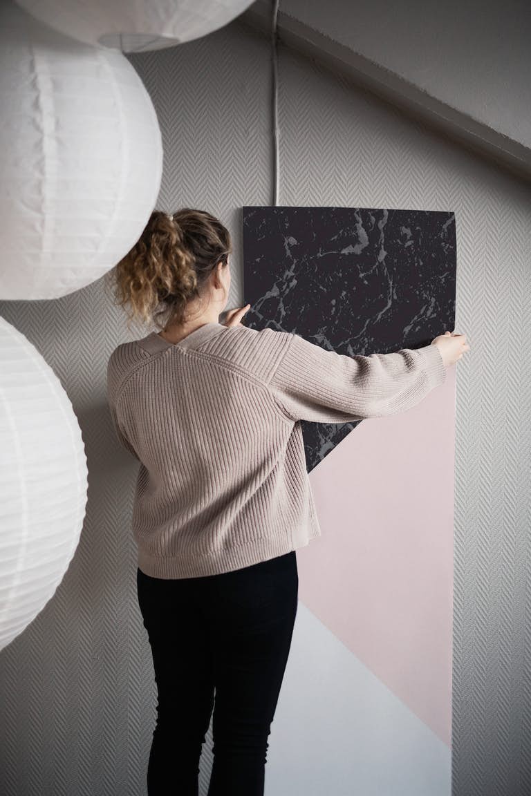 Blush Gray Marble Geometric 1 wallpaper roll