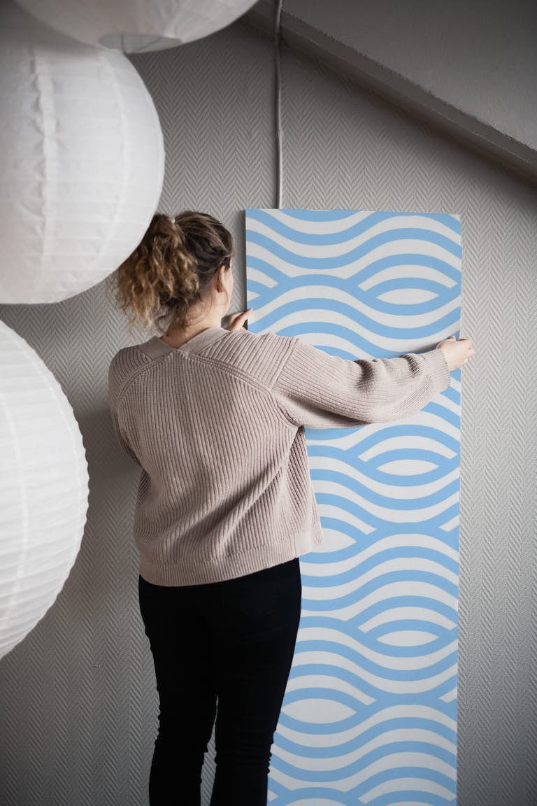 Blue Japan Waves wallpaper roll