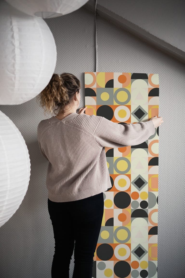 Geometic mid century wall tapety roll