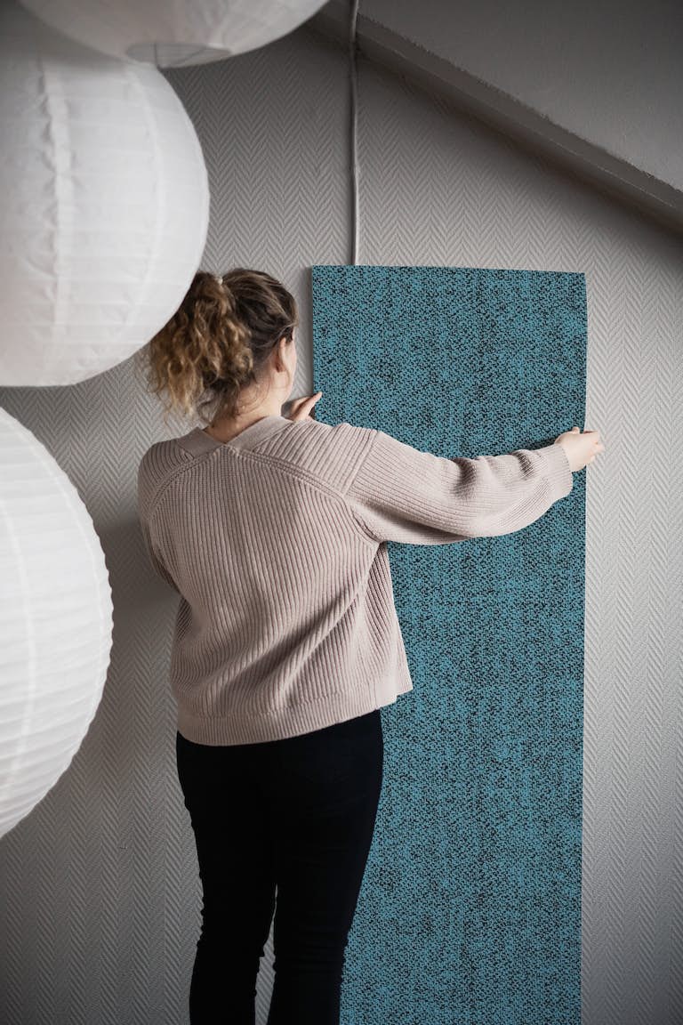 Teal Textile behang roll