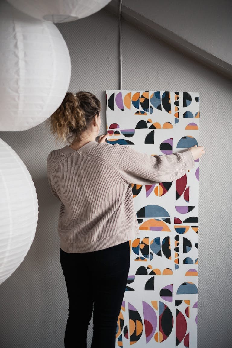 Modern pattern shapes in forms behang roll