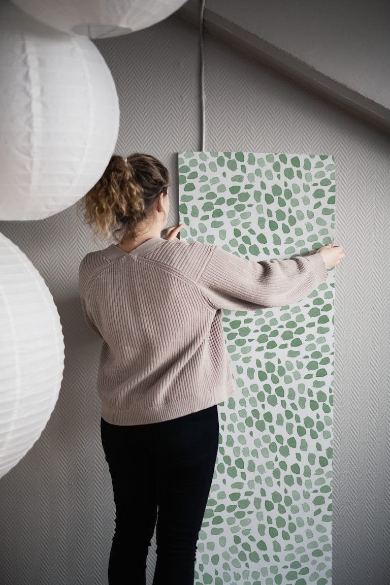 Watercolor Speckled Dots Green papel pintado roll