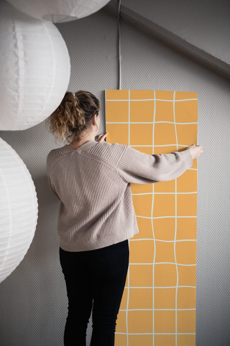 Minimal Grids Orange wallpaper roll