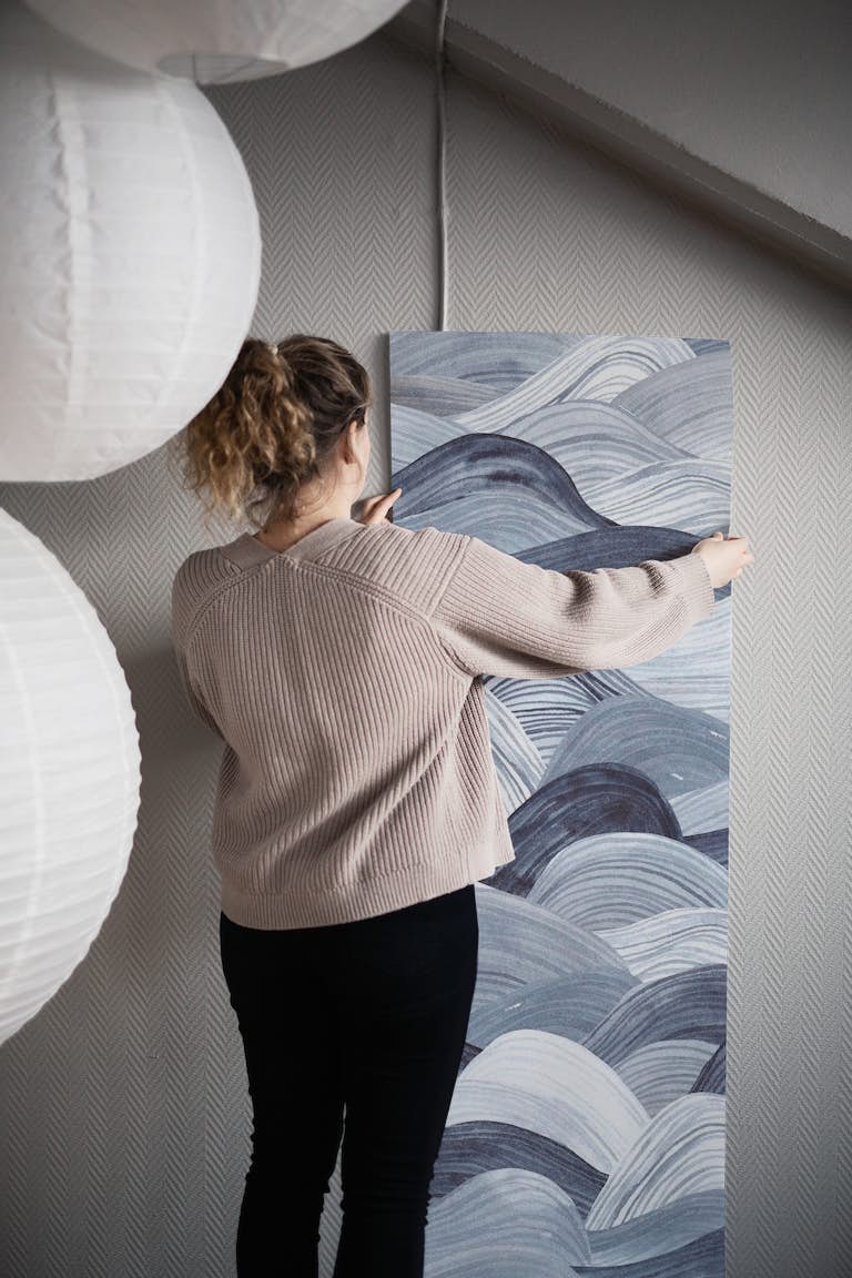 Watercolor waves wallpaper roll