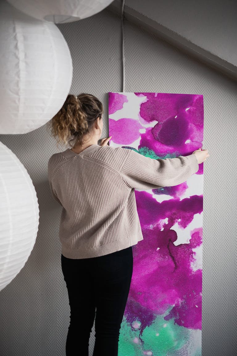 Purple Pink Mint Painting 1 wallpaper roll