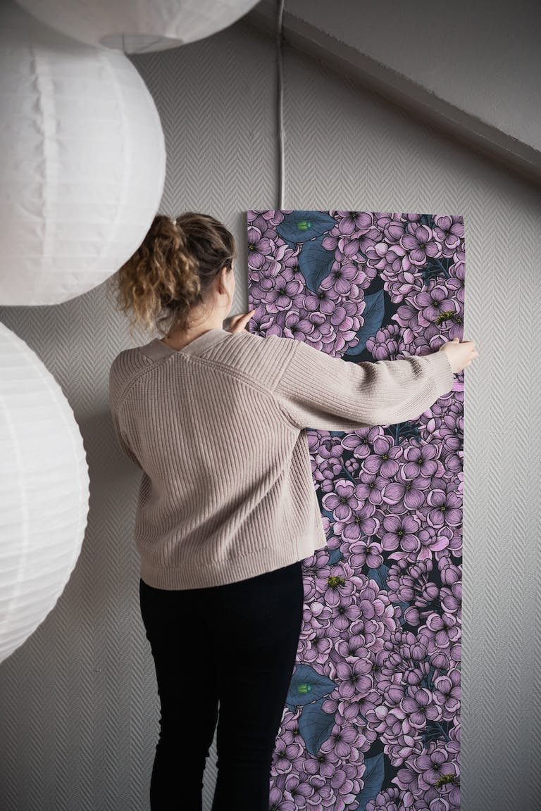 Violet Lilac garden wallpaper roll
