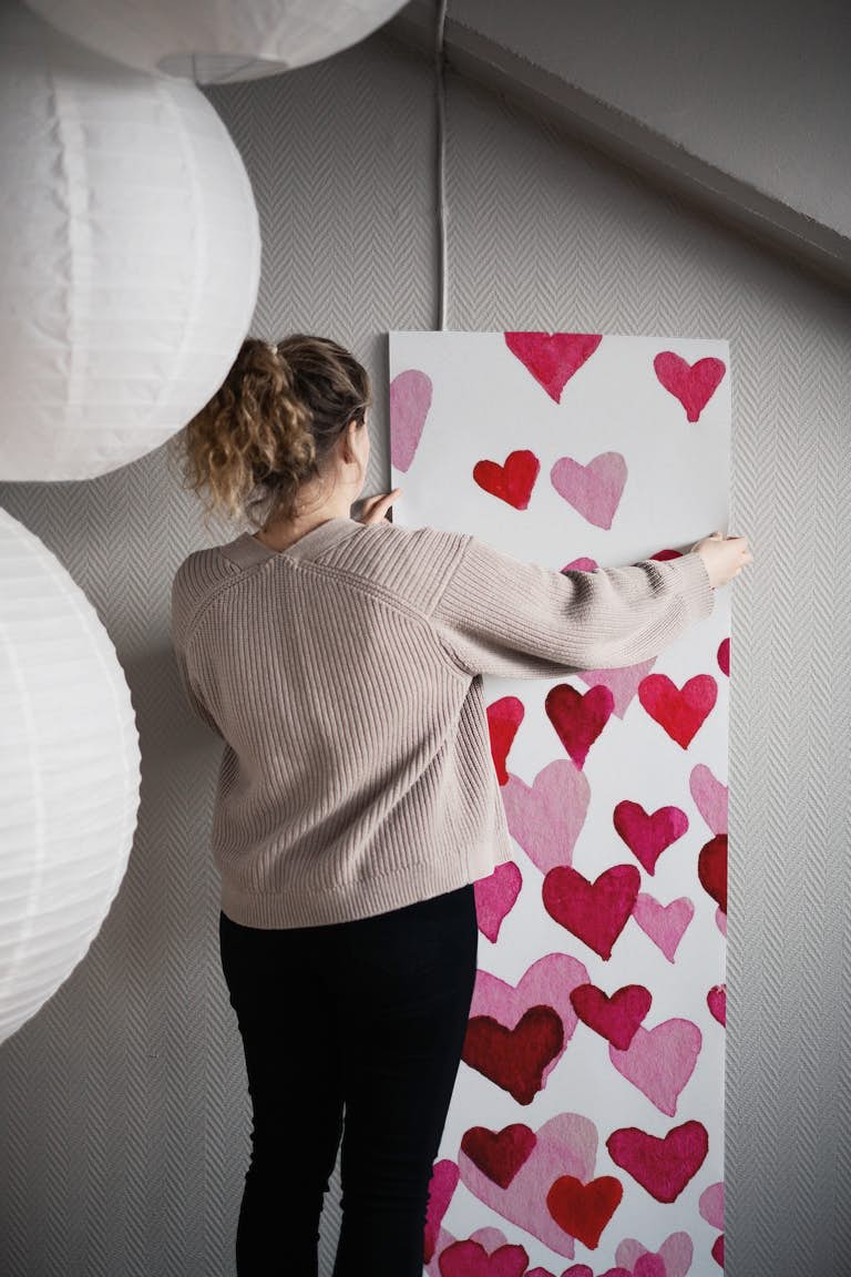 Valentines day hearts papel pintado roll
