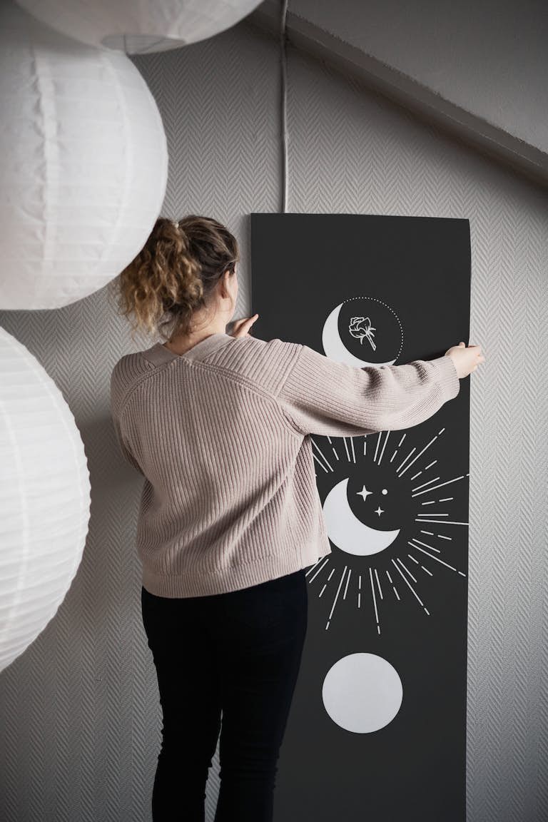Black Moon Phases behang roll
