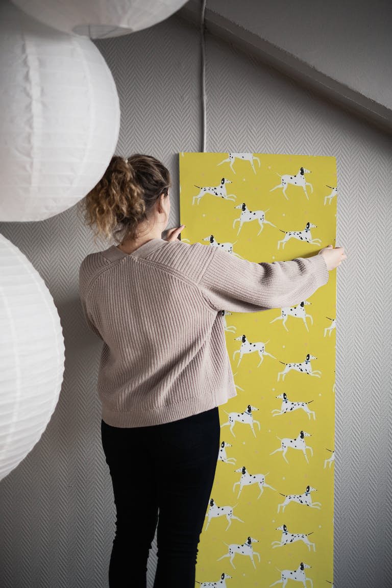 Happy Dalmatians Yellow wallpaper roll