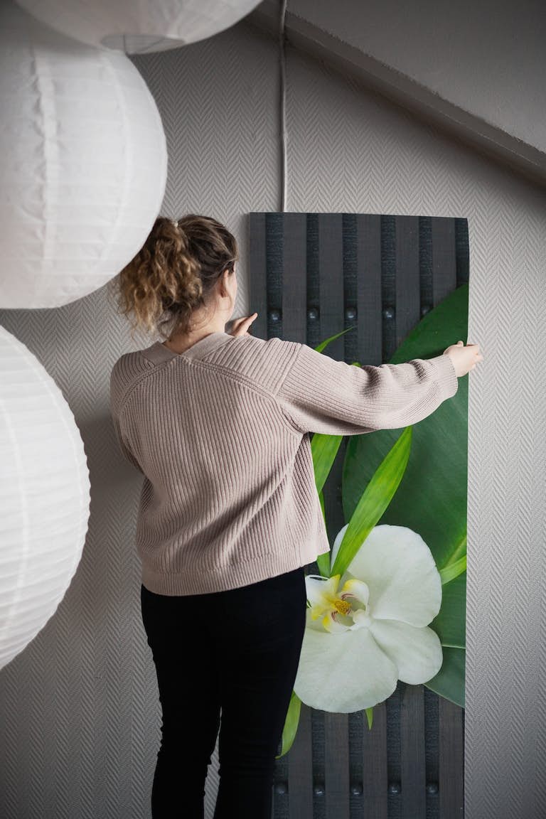 Zen Leaf Orchid Still Life wallpaper roll