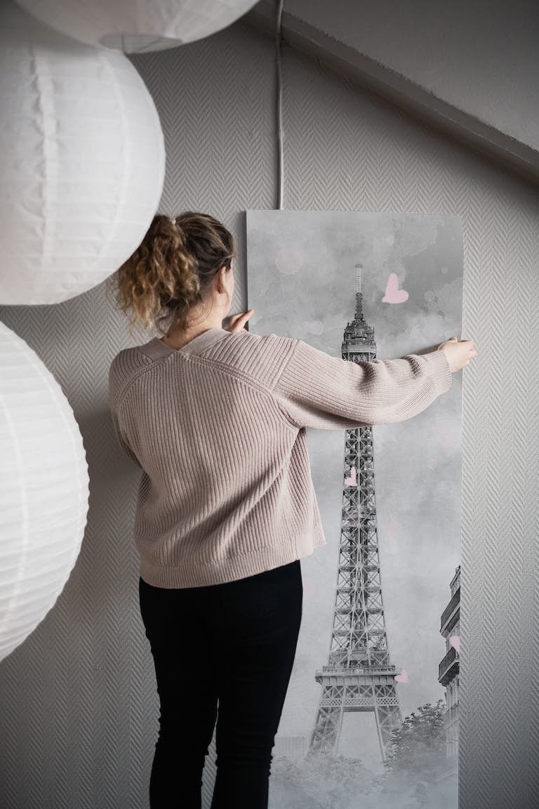 Parisian Flair with hearts papel pintado roll