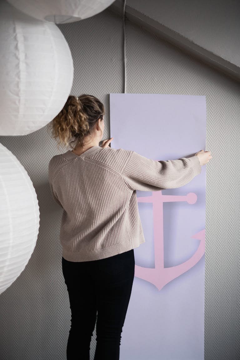 Pink anchor violet decor wallpaper roll