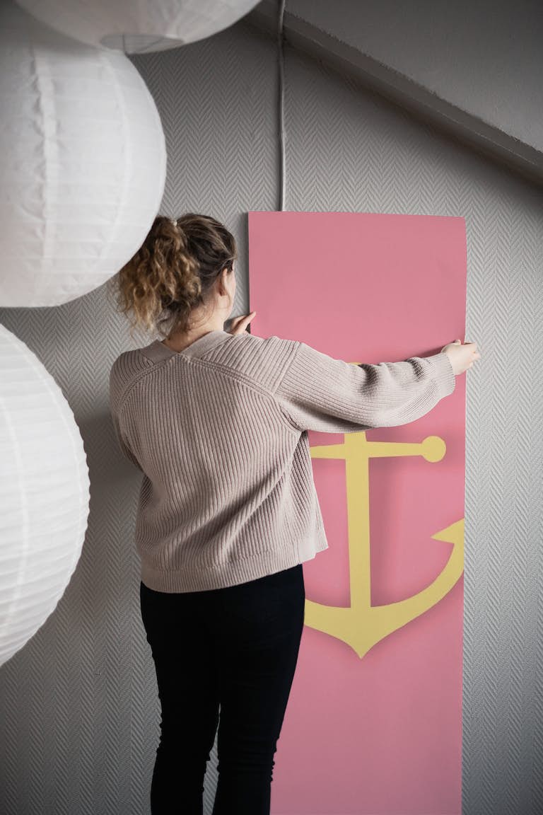 Rose Pink Anchor Modern Art wallpaper roll