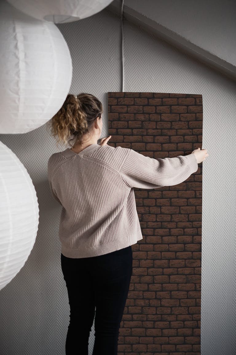 Brown brick wall wallpaper roll