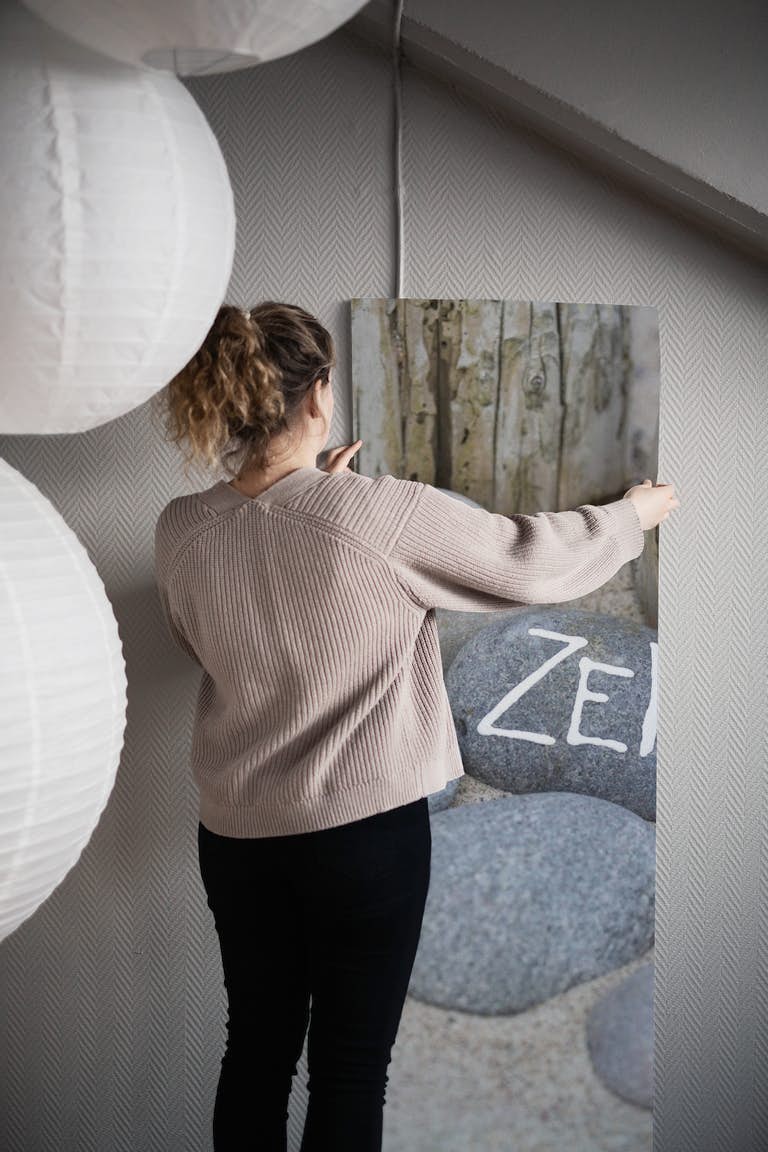Zen Lettering On Pebble wallpaper roll