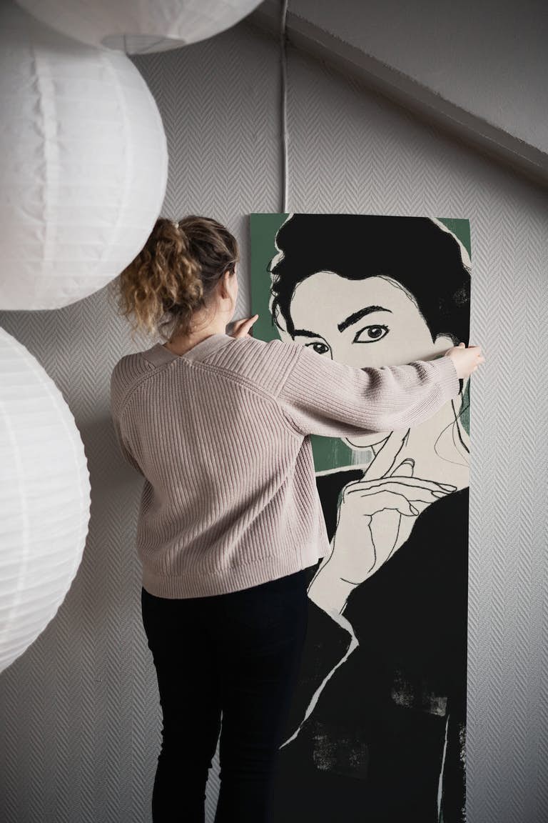 Woman Abstract Black papel de parede roll