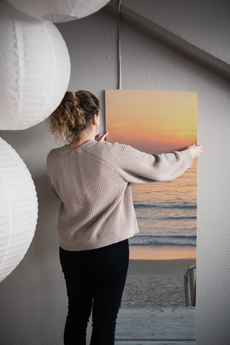Sunset on the beach wallpaper roll