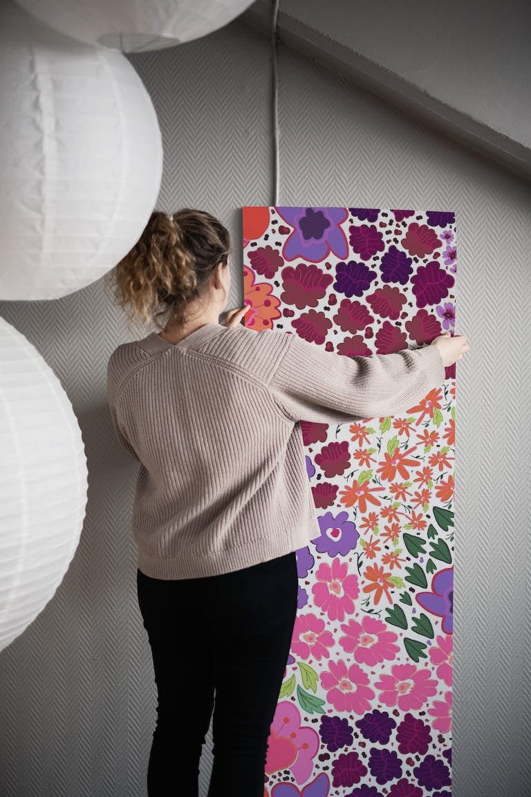 Vibrant ditsy flower wallpaper roll