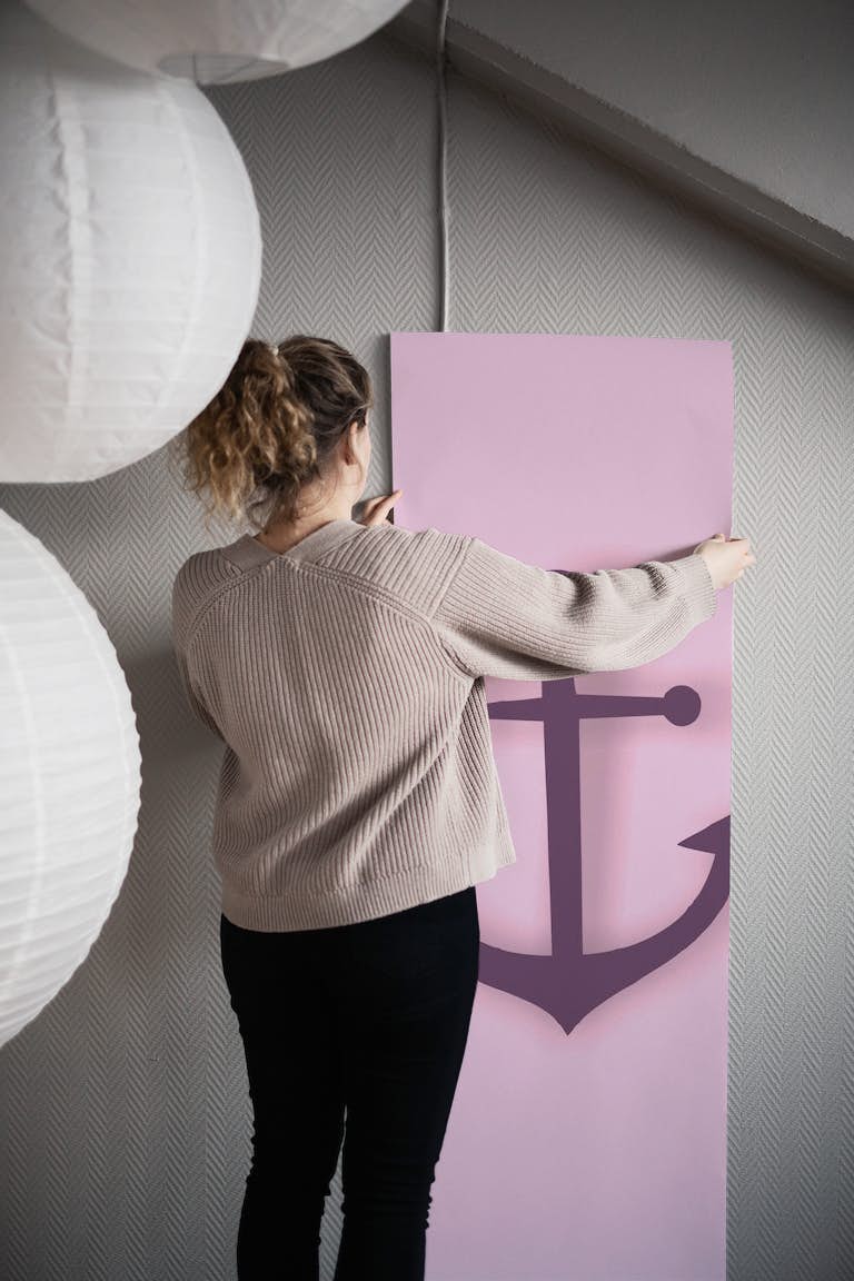 Light Pink Anchor Art wallpaper roll