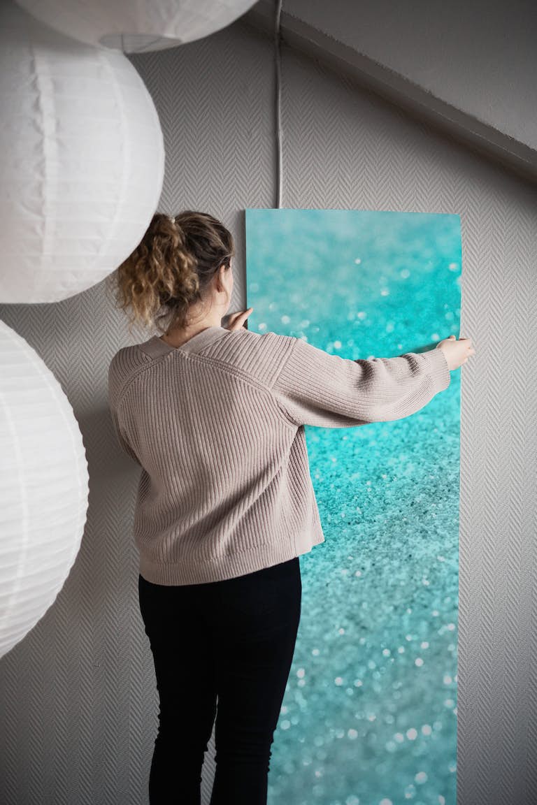 Aqua Teal Ocean Glitter 1a wallpaper roll