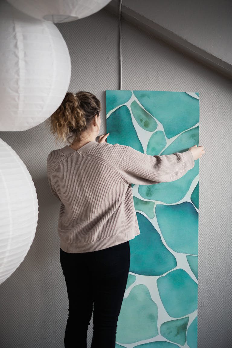 Ocean Vibe Sea Glass Art wallpaper roll