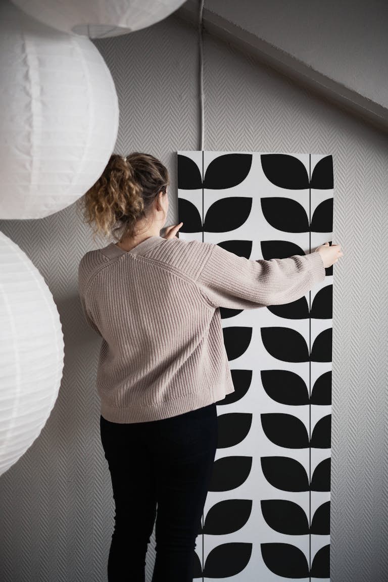 Danish Pattern Black And White papel pintado roll