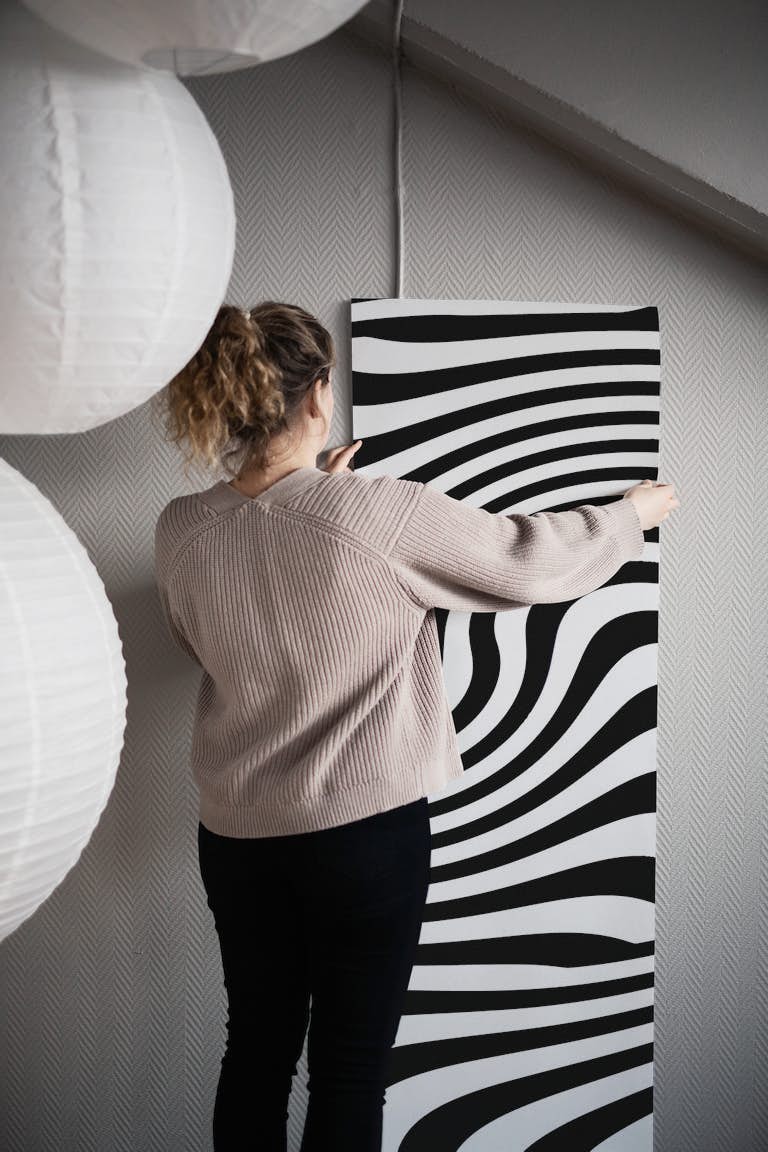 Black White Optical Illusion wallpaper roll