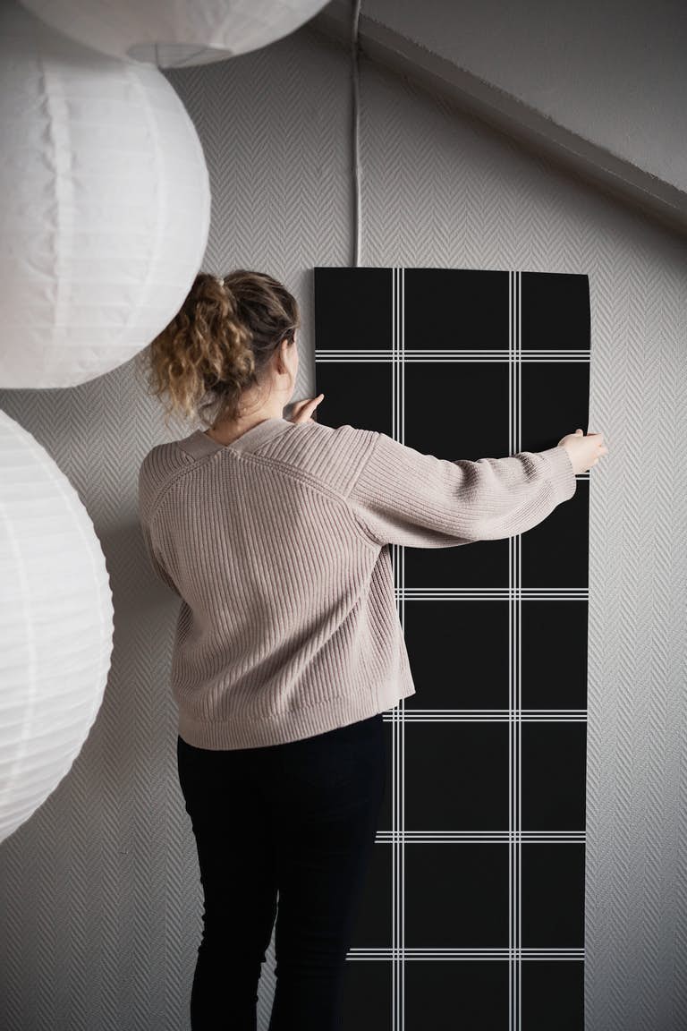 Minimal Black White Grid 2 wallpaper roll