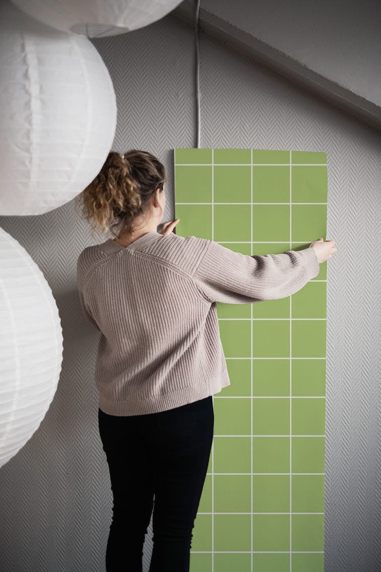 Grids Green wallpaper roll