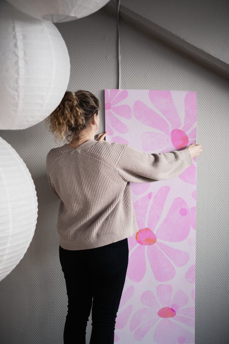 Pink Daisies wallpaper roll