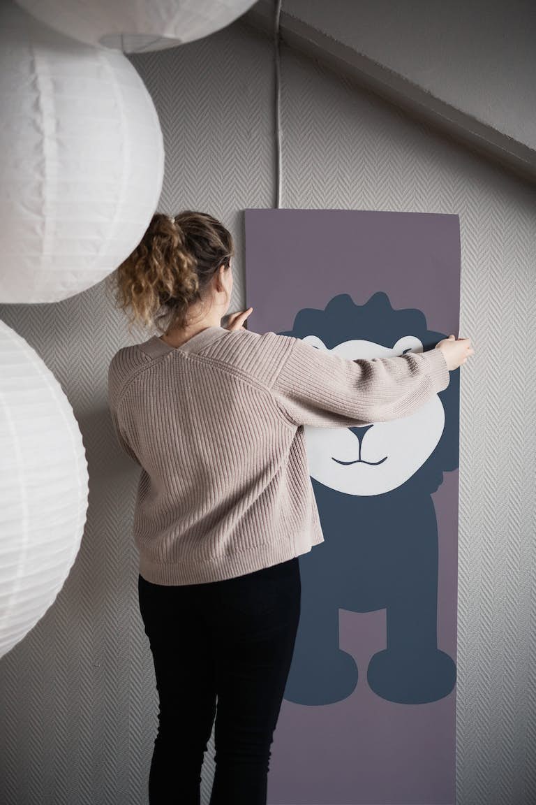 Taupe solid color lion anime behang roll