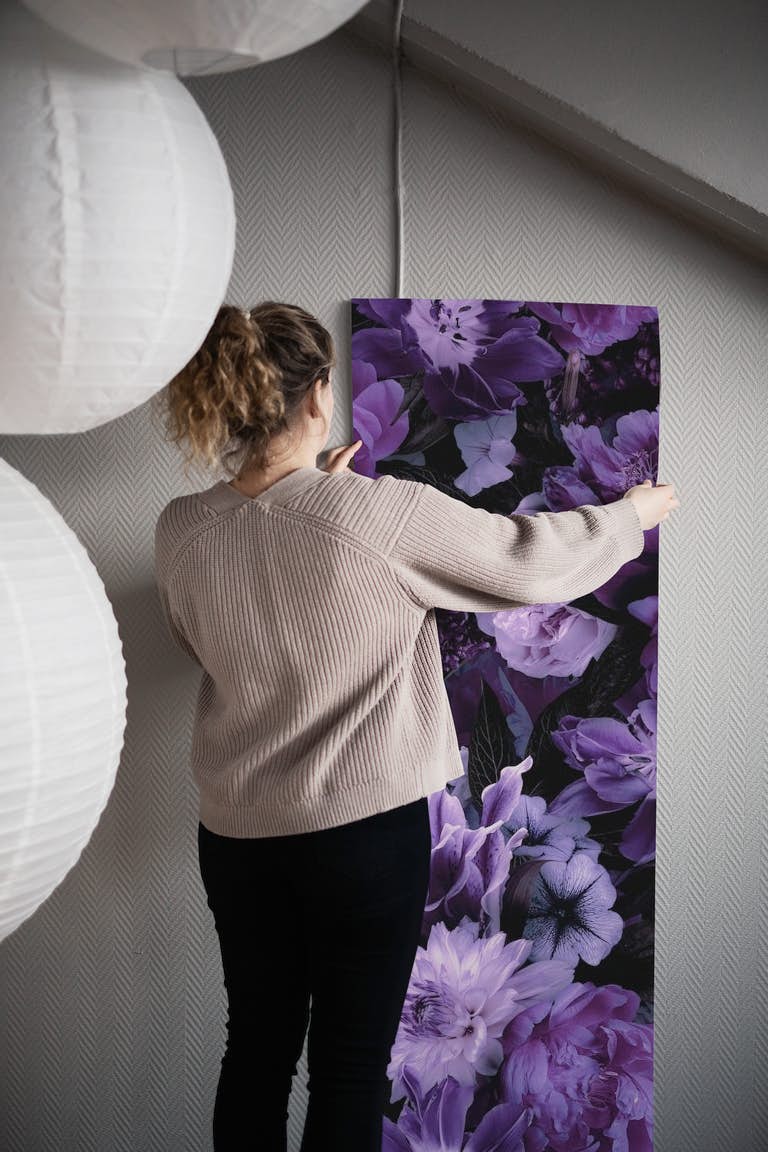 Floral Baroque Opulence Rich Purple papel de parede roll