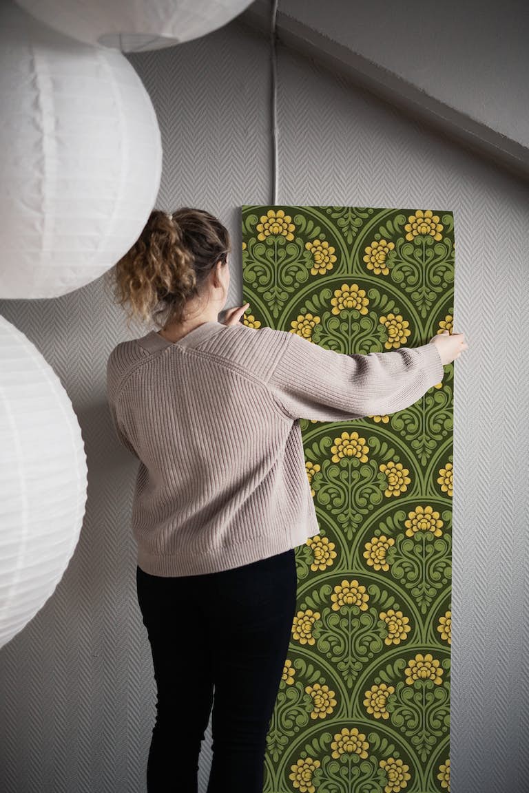 2230 Yellow flowers pattern wallpaper roll