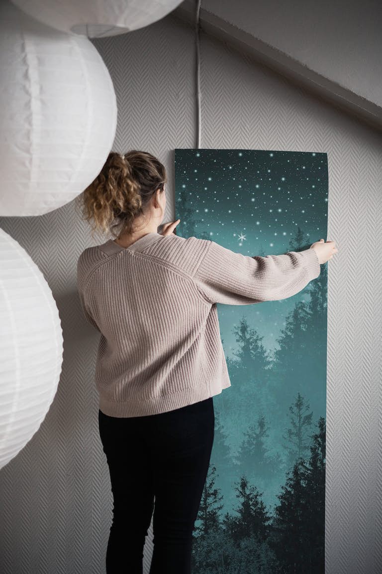 Teal Forest Galaxy Dream 1 wallpaper roll