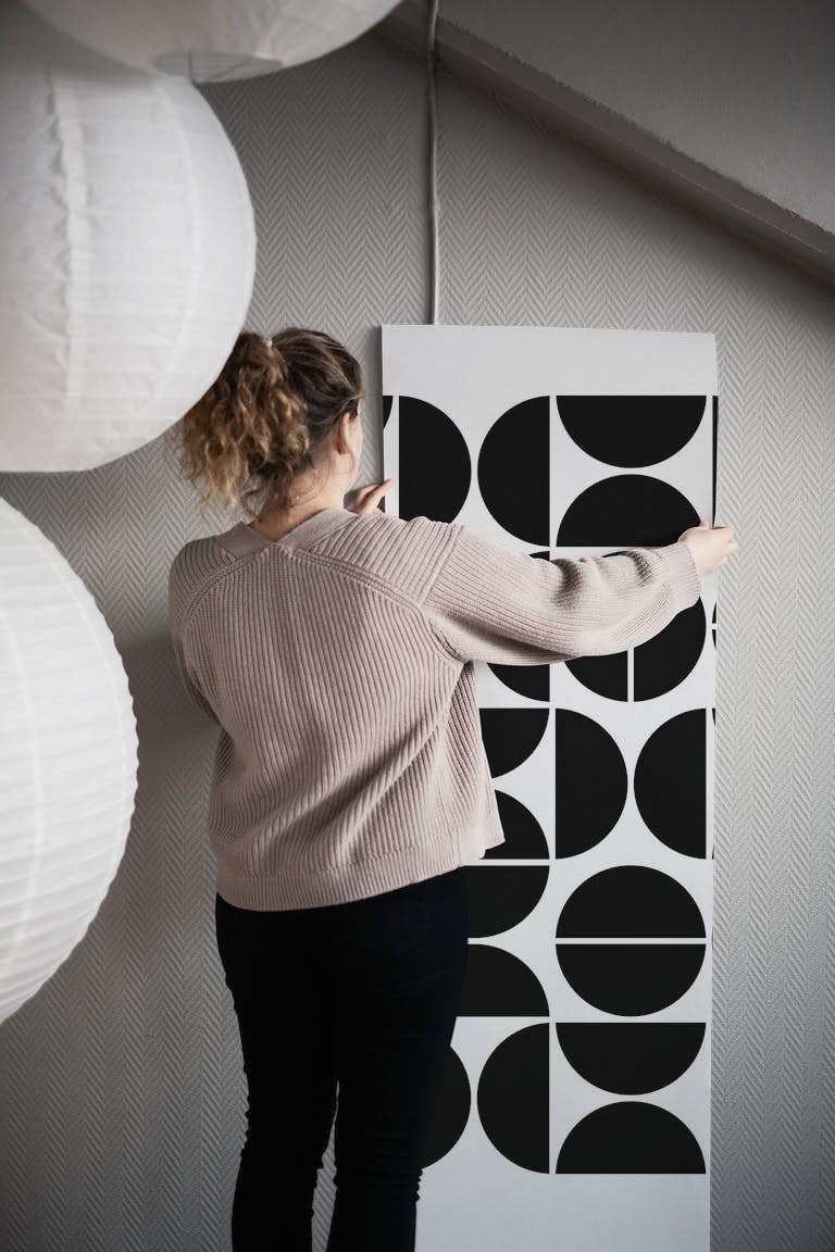 Bauhaus Pattern Black White wallpaper roll