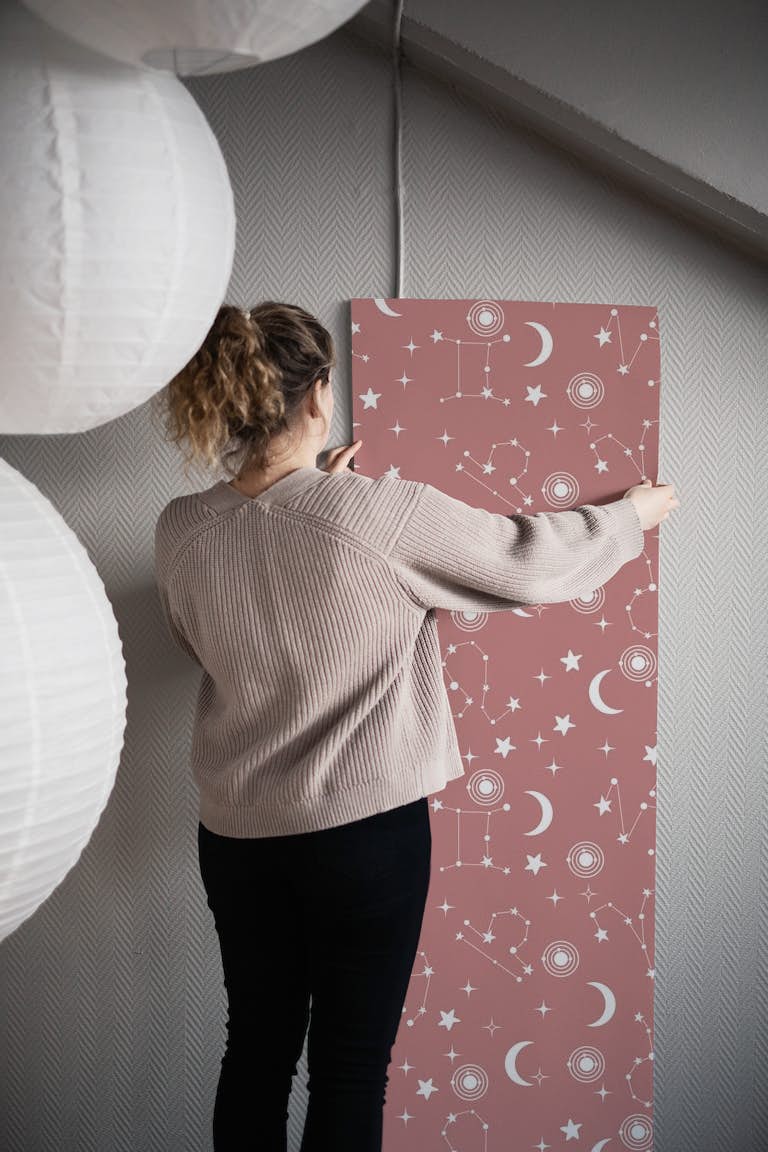 Stars and Constellations Pink papel pintado roll